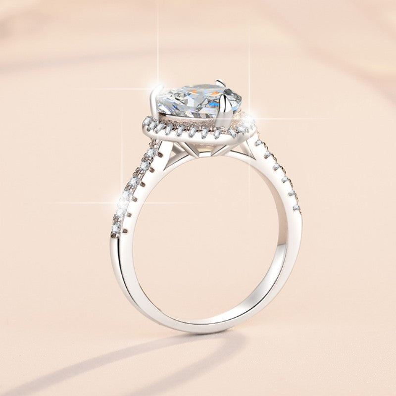 Heart Cut Moissanite Sterling Silver Ring