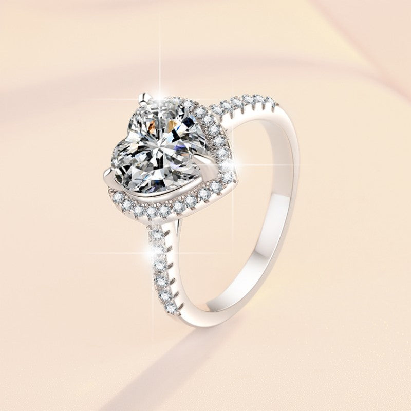 Heart Cut Moissanite Sterling Silver Ring