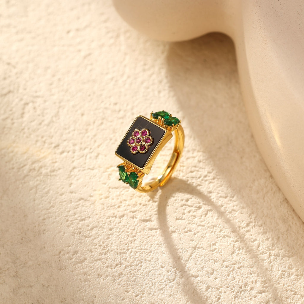 Natural Tourmaline Flower Ring