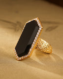 Natural Black Agate Ring