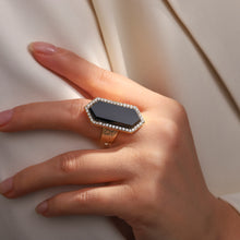 Load image into Gallery viewer, Natural Black Agate Ring