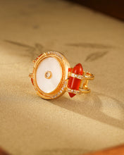 Load image into Gallery viewer, Natural Shell and Red agate Ring