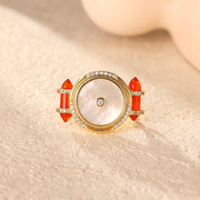 Load image into Gallery viewer, Natural Shell and Red agate Ring