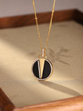 Natural Round Black  Agate Pendant