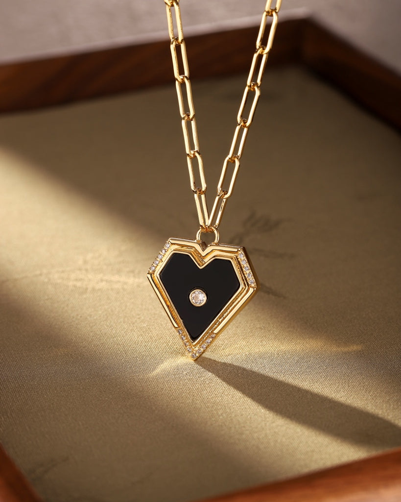 Black  Agate Heart Pendant