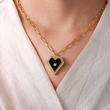 Load image into Gallery viewer, Black  Agate Heart Pendant