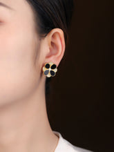 Load image into Gallery viewer, Four-Petal Flower Black Agate Earring