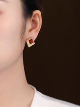 Load image into Gallery viewer, Red Agate Square Stud Earring