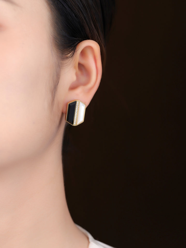 Black and White Shell Drop Earring