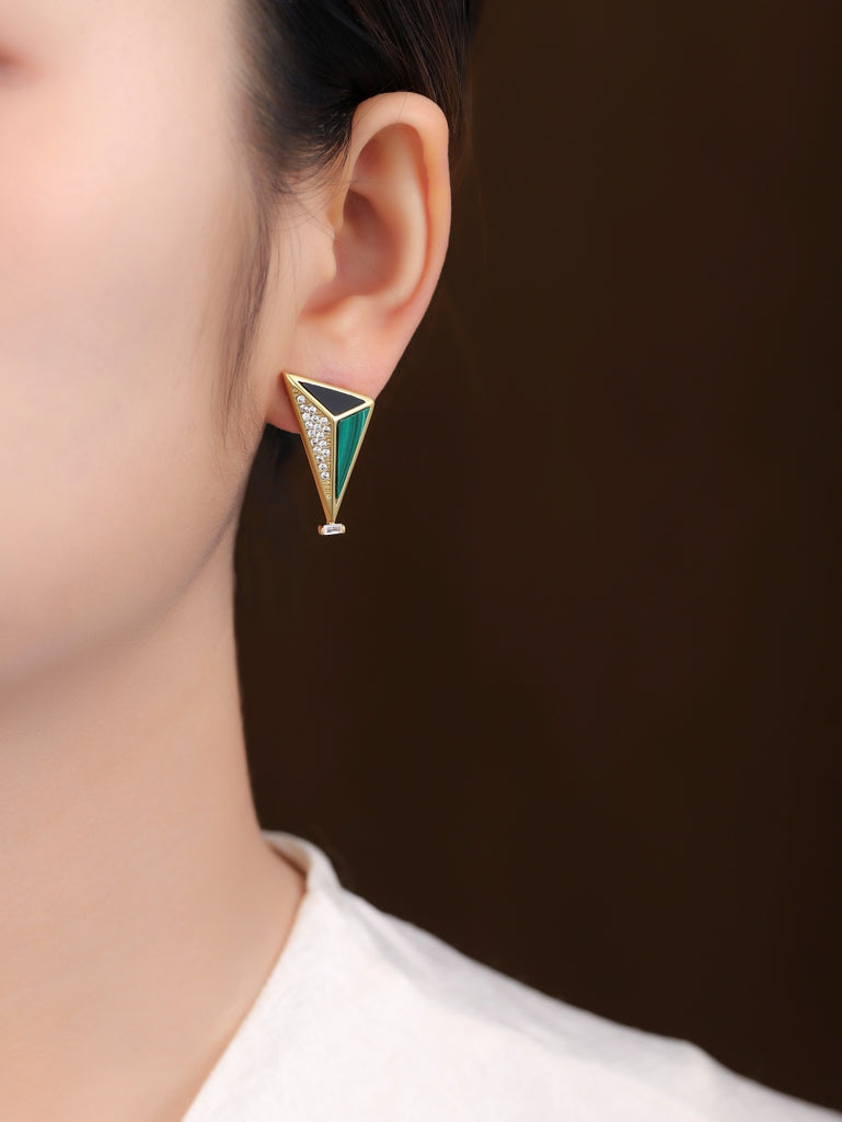 Natural  Malachite Earring