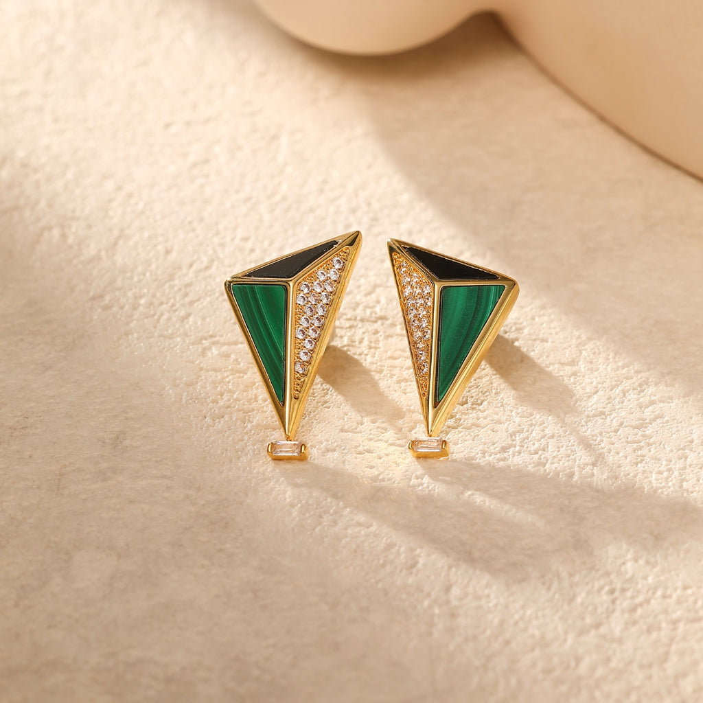 Natural  Malachite Earring