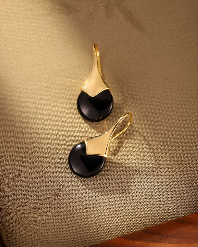 Black Agate Drop Earring