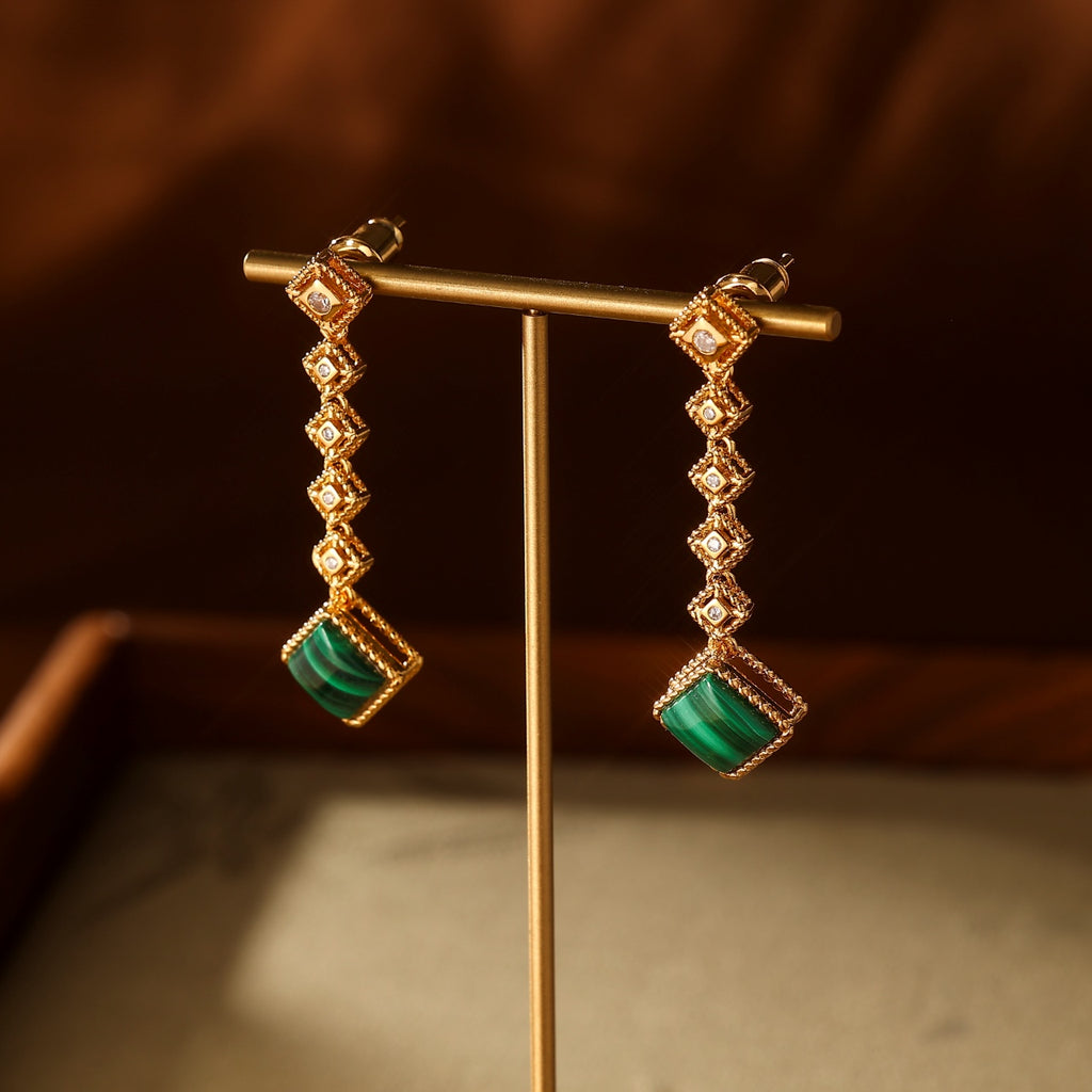 Natural  Malachite Earring