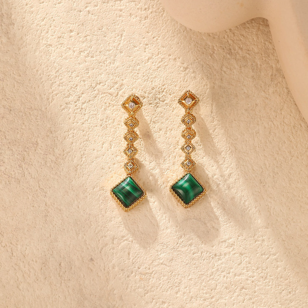 Natural  Malachite Earring