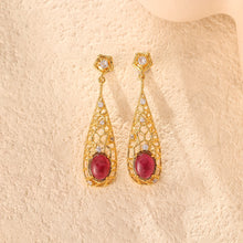 Load image into Gallery viewer, Natural  Garnet Drop Earring